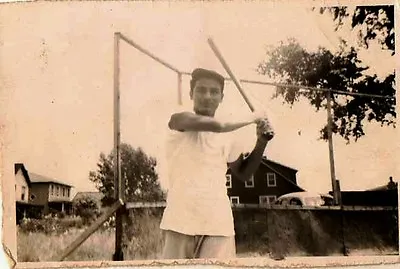 Old Antique Vintage Photograph Man Swinging Baseball Bat  • $10