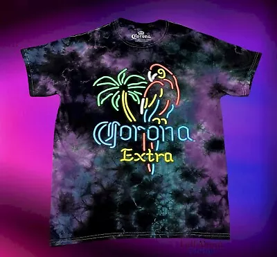 New Corona Extra Parrot Palm Neon Sign Tie Dye Classic Men's Vintage T-Shirt • $22.95