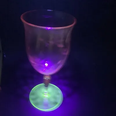 6 Vintage Weston Watermelon Pink Green Uranium Optic Water Wine Glass Goblet Set • $148.86