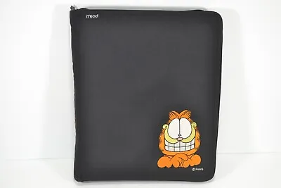 VTG 1990s Mead GARFIELD 3-Ring Binder Trapper Keeper Zipper Embroidered Black • $18.95