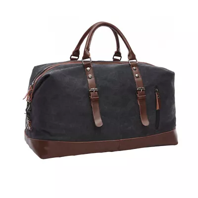 Vintage Men's Canvas Leather Travel Duffle Bag Shoulder Weekend Luggage Bags • $27.89