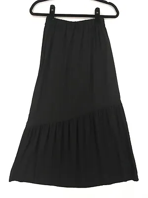H&M Women's Flare Midi Skirt Size 20 Ruffle 100% Viscose Solid Black • $9.99