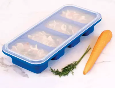 Mrs.Anderson Prep-N-Freeze 4-Portion Tray 6oz 12x5.25 In Silicone Snap Lid • $21.21