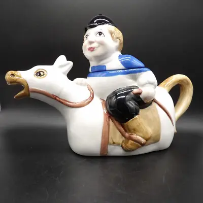 VINTAGE Jockey Teapot Ceramic Race Horse Man On Horseback Glazed Racing Novelty • $20