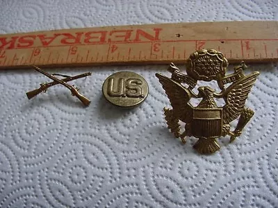 Vintage Stratton US Military Pin Lot Screw Back Eagle Hat Badge W/ Rifles Button • $24.99