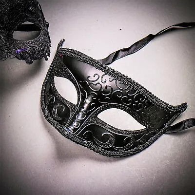 Black Feather Venice Women Masks Phantom Men's Couple Masquerade For Prom Party • $12.99