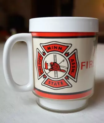 1975 Minnesota State Fire Dept Association Thermo Serv Mug Fire Fighter • $15.50