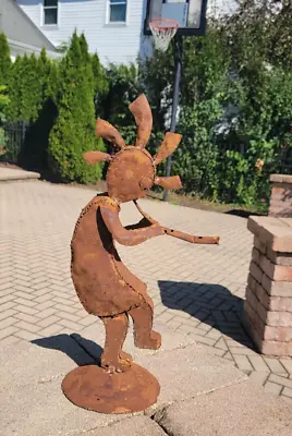 Rare! Southwest Rustic Metal Art Kokopelli Yard Sculpture Arizona-Cactus-Saguaro • $80.33