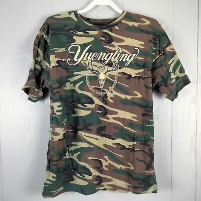 Yuengling Shirt Men Large Green Short Sleeve Graphic Woodland Camo Deer Antlers • $22