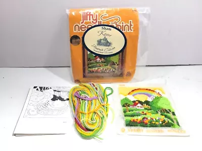 Jiffy Vintage Needlepoint Kit #5848 Home With Rainbow Appears Completed • $12.99