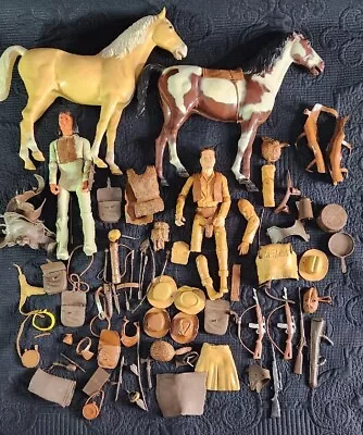 Vintage Johnny West Action Figures  Accessories & Horses Lot - Louis Marx 1960s • $120