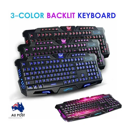 $17.39 • Buy Gaming Keyboard 3 Colour Led Back-light Wired USB Illuminated Cool Ergonomic PC