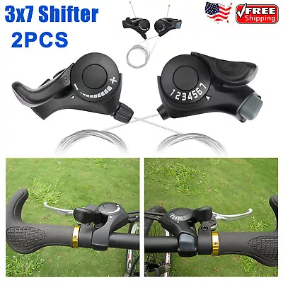 2Pcs 21 Speed Shifter For MTB Mountain Road Bicycle Shifter Bike Thumb Gear Set • $10.92