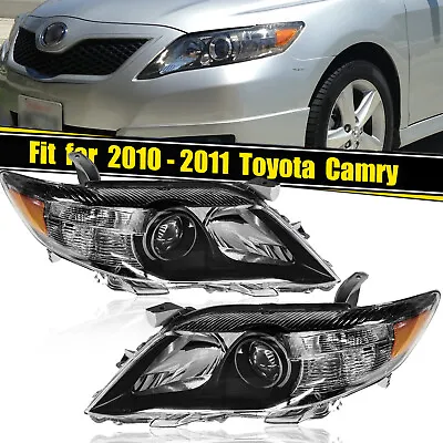 Headlights For 2010 2011 Toyota Camry Black LE SE XLE Headlamps Pair Left+Right • $77.99