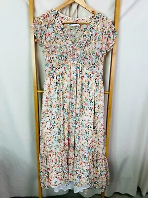 $18.95 • Buy Zara Dress Womens Small Multicoloured Floral Cap Sleeve Pleated Mid Length Boho