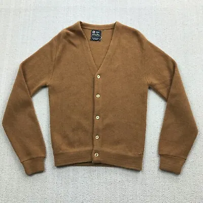 VINTAGE Sears Cardigan Sweater Mens Small Brown Mohair Blend Grunge 70s 80s • $70