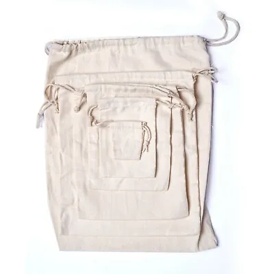 10 X12  Cotton Canvas Double Drawstring Muslin Bags (Natural Color) • $12.99