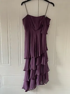 Purple Strappy Frill Dress Below Knee Size 8 Maria Grachvogel • £18