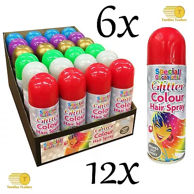 Temporary Hair Spray Wash Out Party Fancy Dress Assorted Glitter Hair Colours • £17.95