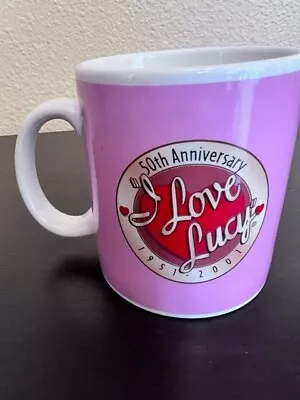 I Love Lucy 50th Anniversary Novelty Coffee Mug Cup Pink/White • $12.95