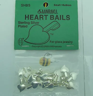25 Pieces Aanraku Small HEART BAILS Silver Plated Small Fusing Supplies Glue On • $13.64
