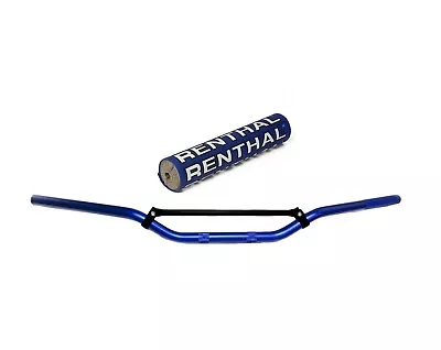 Motocross 7/8  22mm MX Handlebars Aluminium Medium Braced Blue & Renthal Bar Pad • $41.66