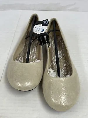 Time And Tru Gold Sparkle Women's 10 Casual Flats Slip On Shoes Round Toe New • $11.69
