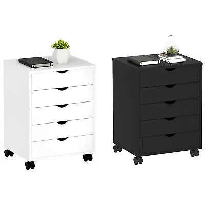 $77.99 • Buy 5-Drawer Lateral File Cabinet Wood Storage Cabinet With Wheels Home Office