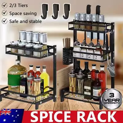 2/3Tier Spice Rack Steel Kitchen Cooking Shelf Organizer Storage Bottle Holder • $29.99