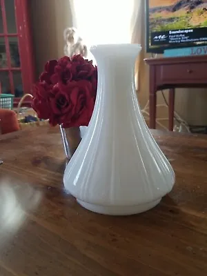 🌺Vintage Antique Angle Oil Lamp Ribbed Milk Glass 9  Chimney Shade. • $75