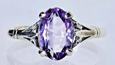 Beautiful Amethyst And Sterling Silver 1930's Ladies Ring Size Q Boxed • £44.99