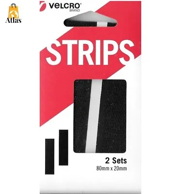 VELCRO® Strips Adhesive Black 2 Sets 80x20mm Hook & Loop • £2.49