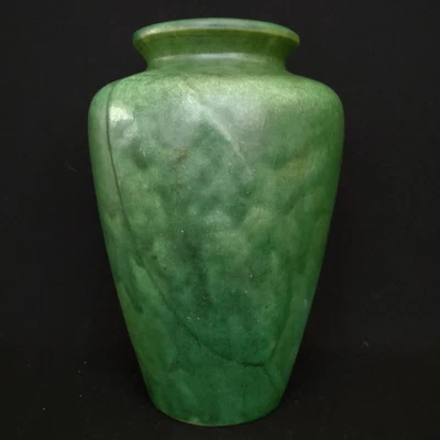 $199 • Buy Vintage Zanesville Stoneware Art Pottery Matte Green Single Leaf Vase #102 8.25 