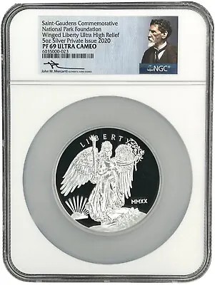 2020 NPF 5oz Saint Gaudens Silver UHR Winged Liberty NGC PF69 UCAM Mercanti • $495