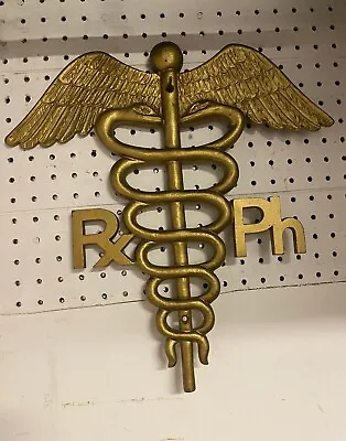 Decorative Medical Caduceus Staff Cast Wall  Plaque Sign Doctor Pharmacy RX Ph • $110
