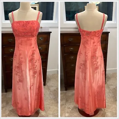 Vintage Beaded Cache Gown With Split Front Pink Juniors Size 6 • $155