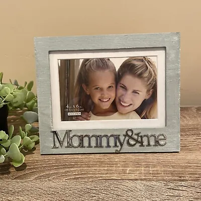 Mommy & Me 4 X6  Picture Frame By Malden International Blue Rustic Wood B13 • $12.99