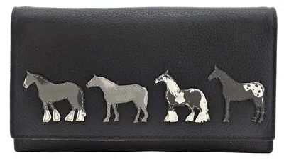 Mala Leather Best Friends Horses Matinee Large Purse RFID Protection Dust Bag • £41.99