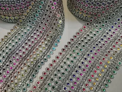 £2.79 • Buy 1 Yard Diamante Crystal Trim Decoration Dress Costume Ribbon Mesh Lace Cake Card