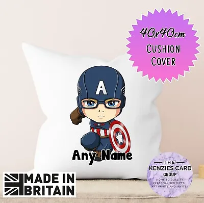 Personalised Marvel Captain Amercia Super Hero Pillowcase Cover Cushion 40x40cm • £6.55