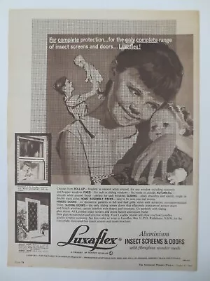 Vintage Australian Advertising 1962 Ad LUXAFLEX SCREENS & DOORS Girl Doll Art • $14.95