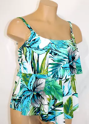Maxine Of Hollywood Multicolor Print Swimsuit Tankini Top Only Plus Sz-20w • $12.99