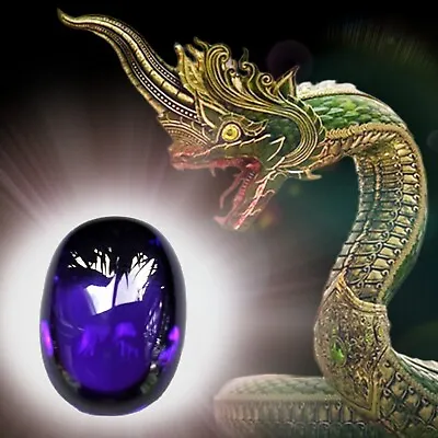 Naga Eye Purple Crystal Ball Phaya Nak Thai Buddha Amulet • $27.90