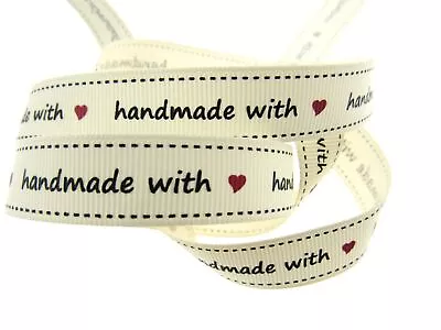 Bertie's Ivory  Handmade With Love Symbol  16mm - Grosgrain -  BTB010 • £4.59