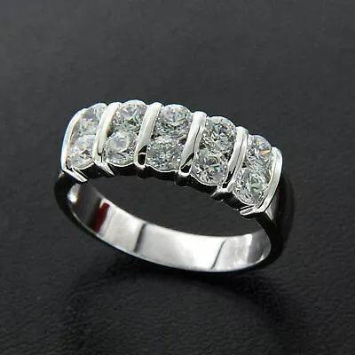 3 Ct Simulated Diamond 14K White Gold Plated Men's Wedding Tension Set Ring • $135.99