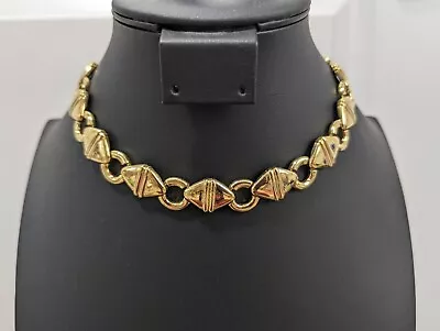 Vintage Liz Claiborne XCV Gold Tone Link Statement Runway Necklace #59 • $18