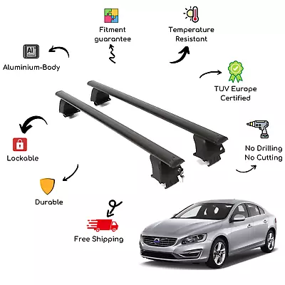 Bare Roof Rack Cross Bars Set For VOLVO S60 Y20 4 Door 10-18 Black • $150.38