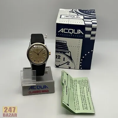 New Old Stock Vintage Acqua Mechanical Manual Wind Two Tone Women Watch Leather • $32