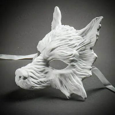 Wolf Animal Masquerade Mask Men's Masquerade Mask Halloween White Ball Mask • $18.99