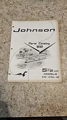 Vintage 1959 Johnson CD-16 CDL16 5.5hp Outboard Boat Motor Factory Parts Catalog • $16